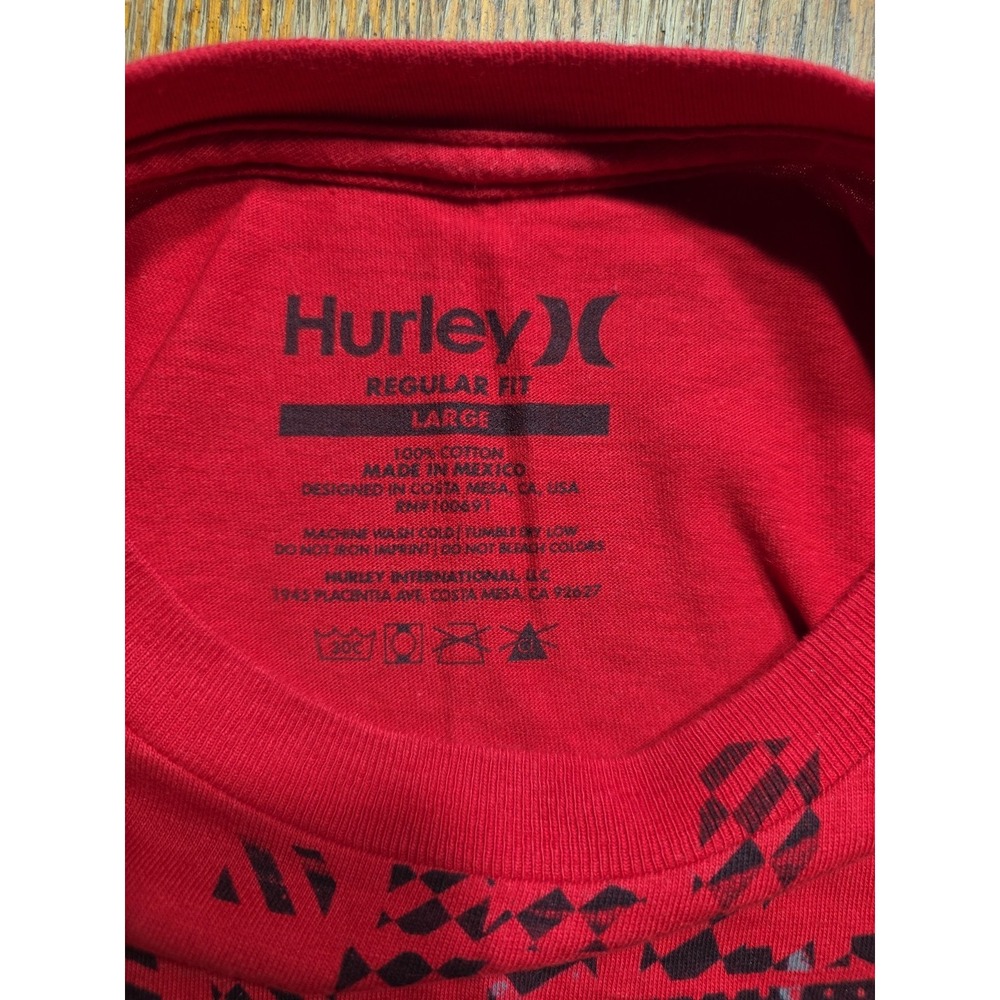 Y2K Hurley AOP T Shirt Men's L Skater Grunge Emo Surf Punk Red Premium Fit - Picture 3 of 6